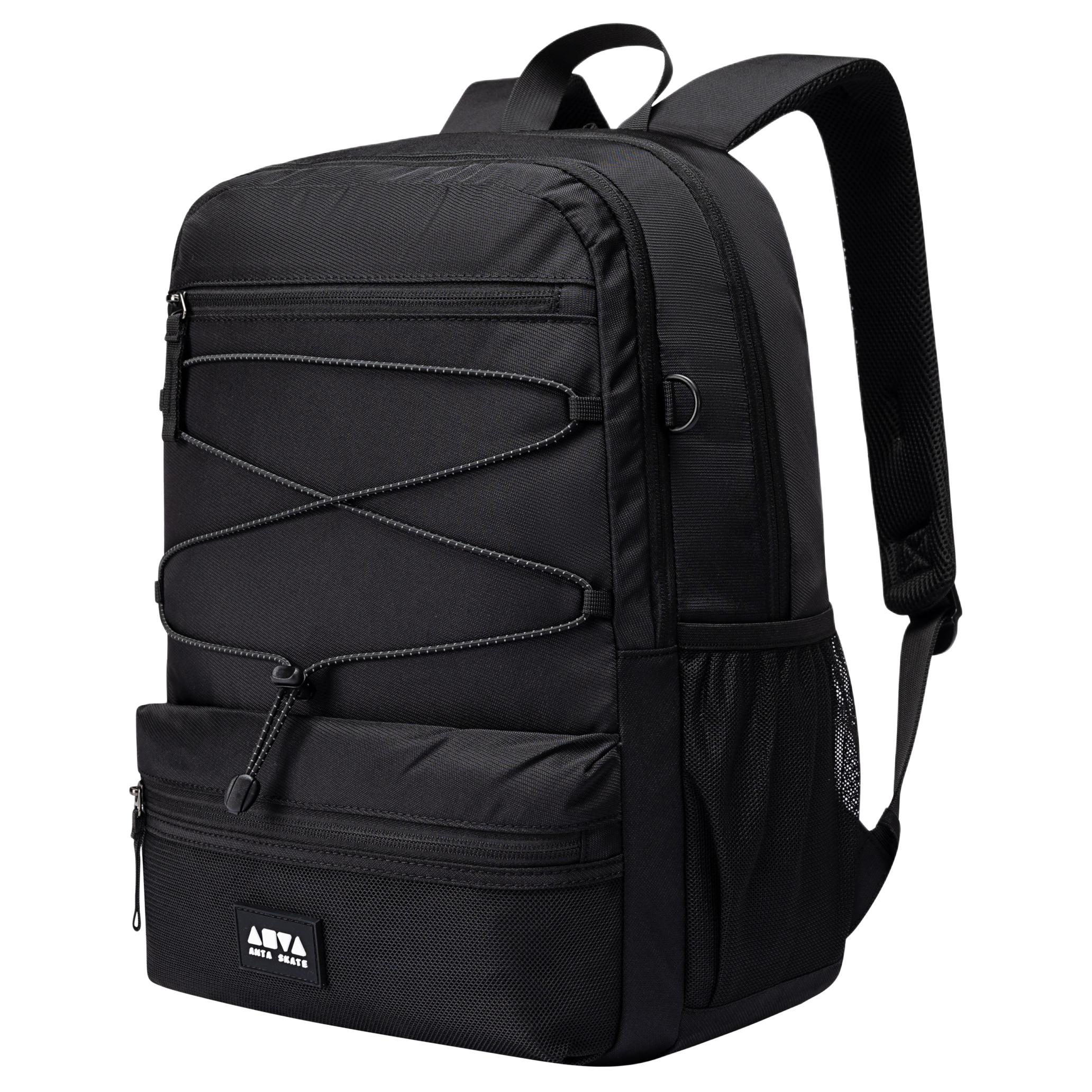 Anta Skateboard Series Casual Commuting Everyday Versatile Simple Fabric Backpack Unisex backpack Black 192548156-1 Black