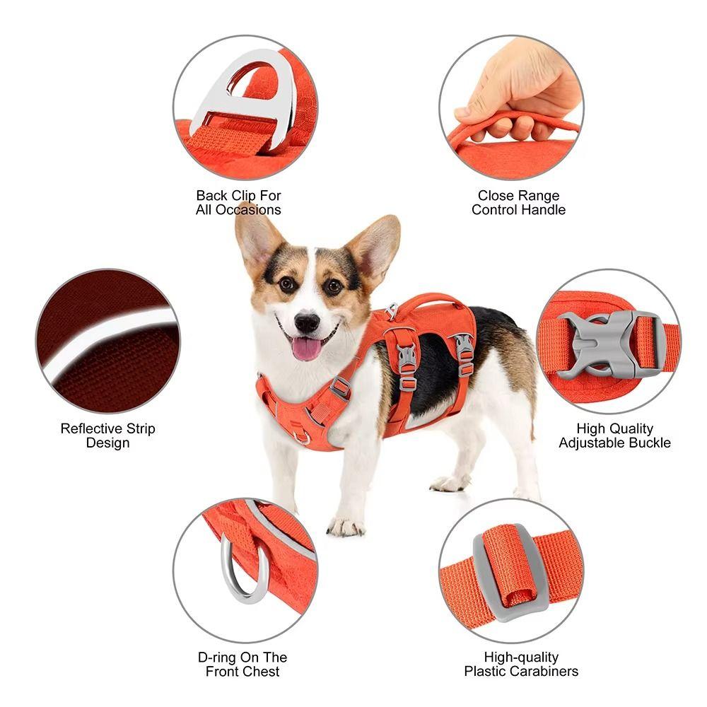 Reflective Vest Dog Harness Adjustable Design Nylon Pet Vest Protective Reflective Pet Harness Pug