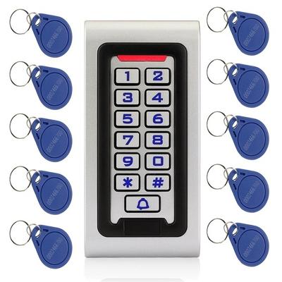 Teclado de identificación impermeable IP68 RFID 125KHZ, Control de acceso independiente de una sola puerta, caja de Metal y Wiegand de 26 bits + 10 Uds. De tarjetas RFID