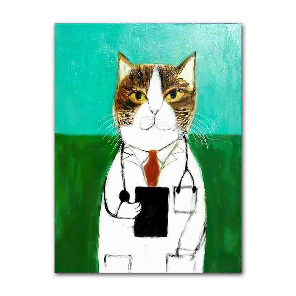 Cats and Dog Nordic Cute Simple Cartoon Canvas Poster Unframed Wall Art Painting Fashion Home Decoration living room accessories