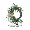 Spring Wreath Artificial Greenery Rustic Bow Olive Leaves All Season Front Door Decor for Indoor Outdoor Porch Wall Fireplace