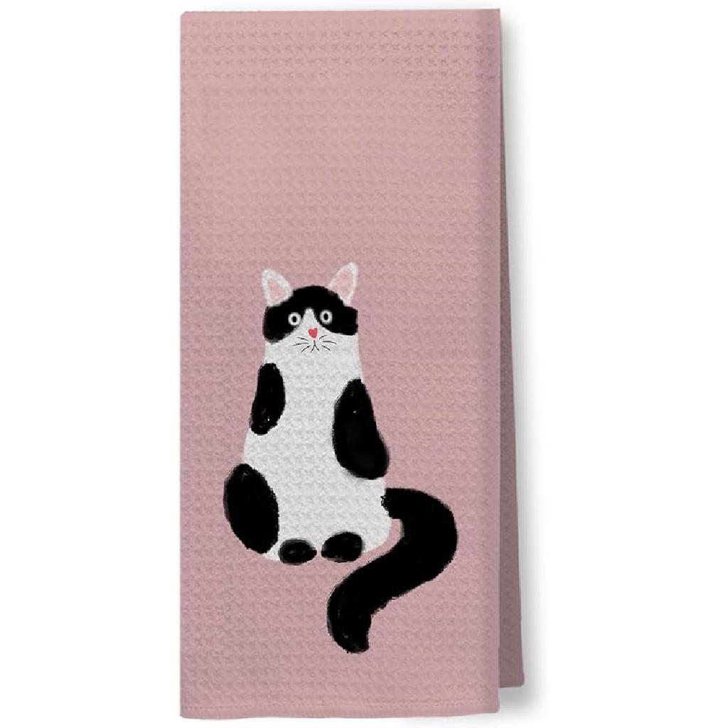 Black Cat Kitchen & Bath Decor - Cat Gifts, 16x24 Inch Hand & Dish Towels
