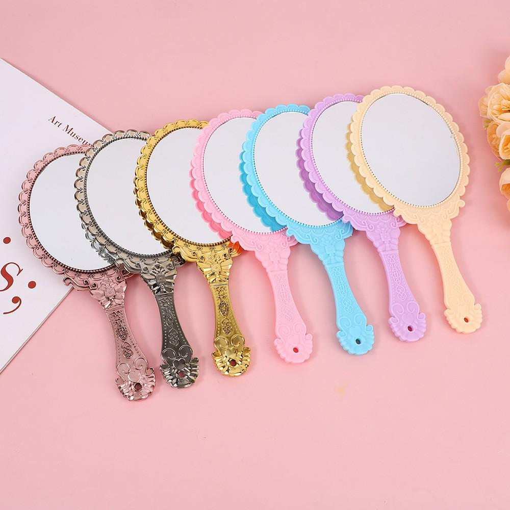 European-Style Irregular Shape Retro Handheld Makeup Mirror with Portable Handle