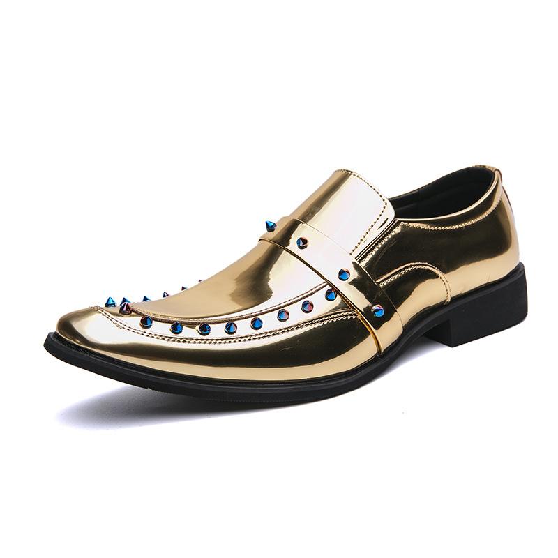 Men's Shoes Large Size Gold Chelsea Small Size Leather Shoes 33-45 Size Foreign Trade Couple British Style Pointed Leather Shoes