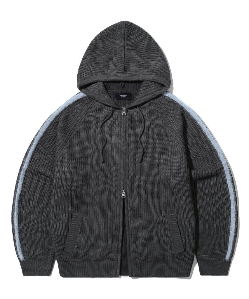 TRILLION Felpa Lavorata a Maglia con Cappuccio e Zip, Spazzolata Lavabile (Carbone)