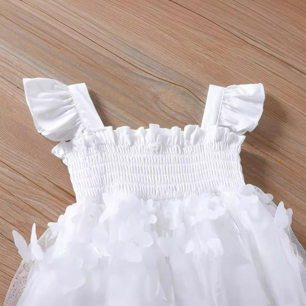 Girls' Western Style Dress Summer Ins Style Three-dimensional Butterfly Sling Waist Princess Vest Gauze Skirt