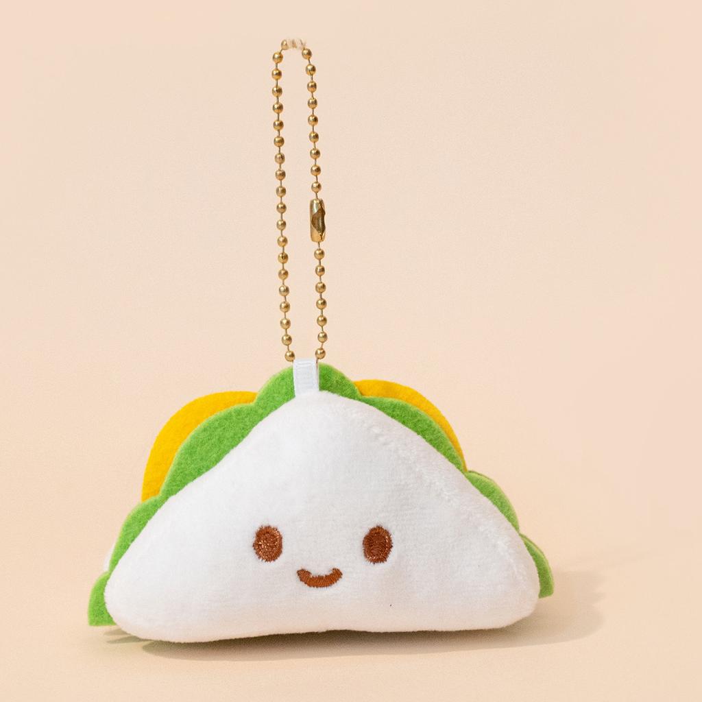 Cute Creative Plush Food Hanging Ornament Pancake Egg Noodles Burger Croissant Keychain Short Plush Toy Cartoon Style