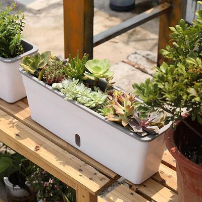 Rechteckiger Selbstbewässerungspflanzkasten, Gartenfensterbank-Pflanzkasten, stabiler Blumentopf für Zuhause, Balkon, Innenbereich