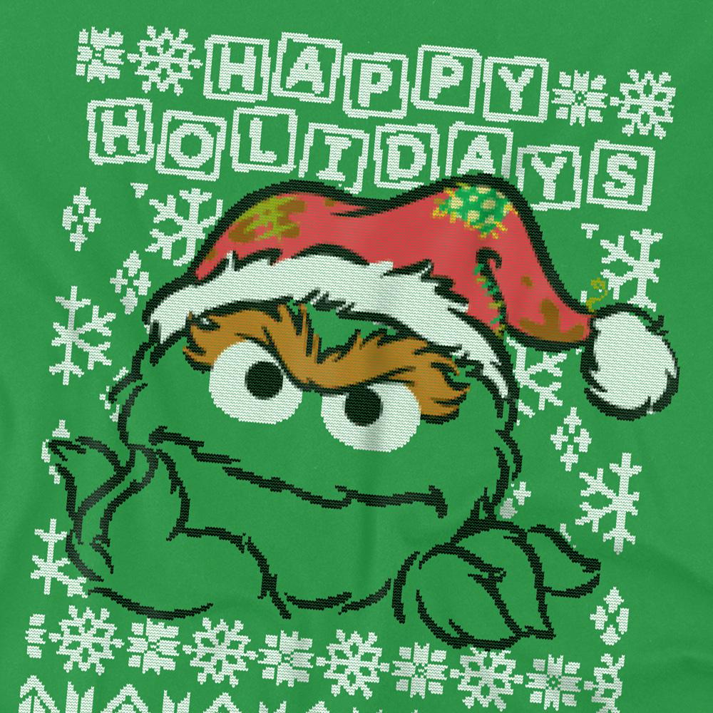 Sesame Street Unisex Adult Ugly Christmas Oscar The Grouch T-Shirt