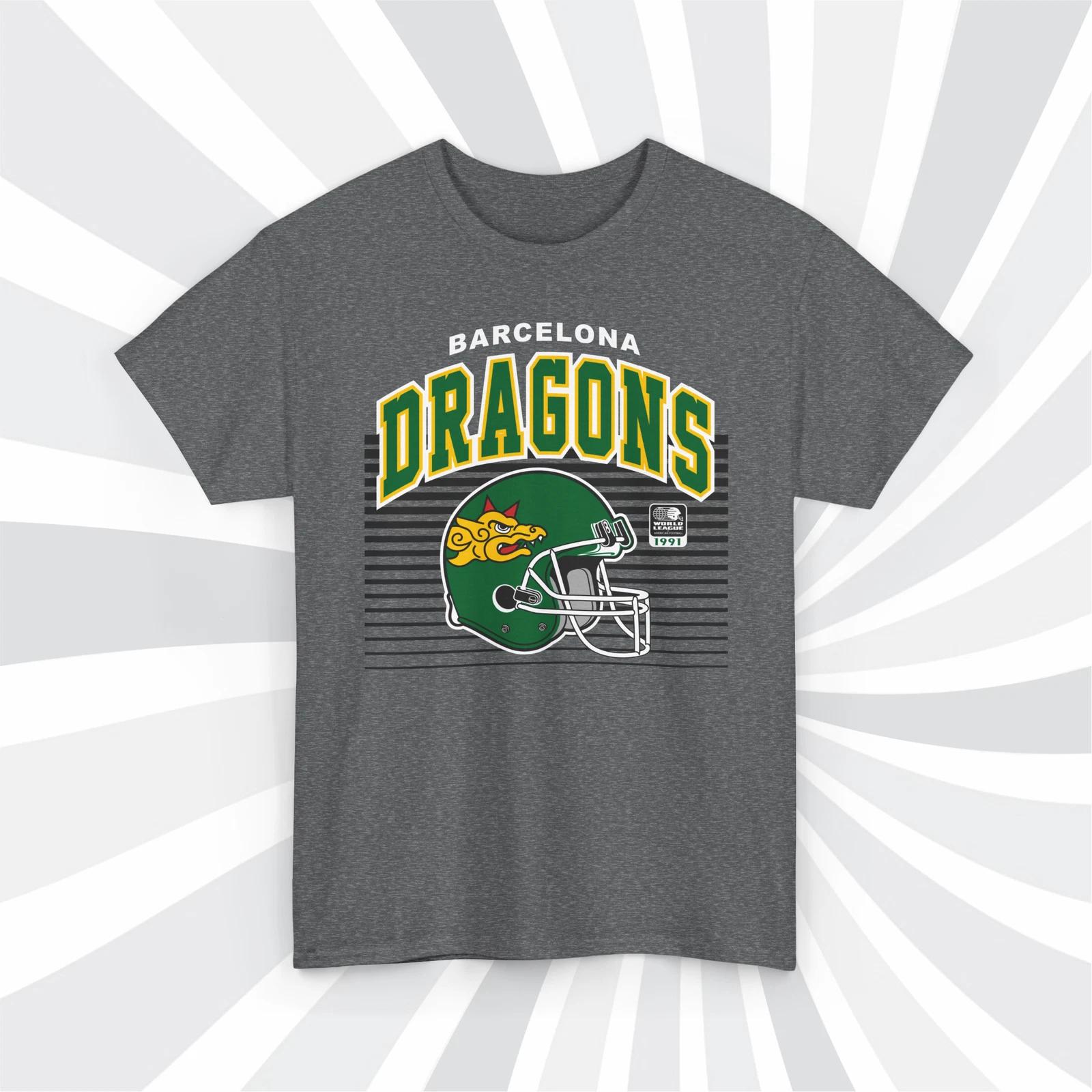 Барселона Драконс 1991 WLAF Винтажная футболка с шлемом для американского футбола XL