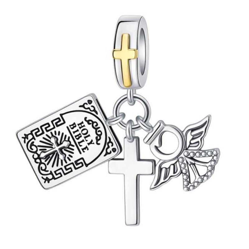 Original Copper Religion Charms Cross Holy Bible Mother Rings Beads Pendants Fit Bracelet Necklace Diy Jewelry Gift