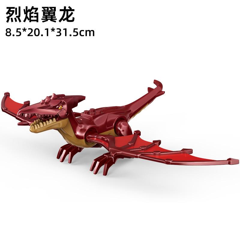 Large Dinosaur Model Building Block Triceratops Broad-Eared Pterosaur Carnivorous Bulldragon Tyrannosaurus Rex Velociraptor Assembling Toy