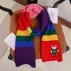 Knitted Scarf for Women in Autumn and Winter Warm and Thickened  Student Color Matching Cartoon Christmas Mohair Bear Scarf