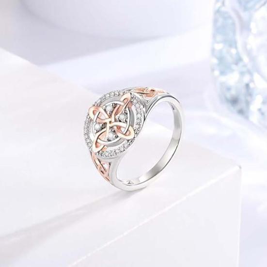 Women Finger Ring Witch Knot Design Two-tone Ring Women Spiritual Comfort Negative Energy Protective