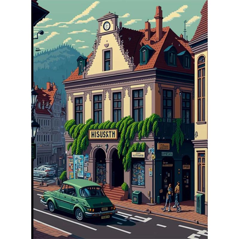 DIY Diamond Painting Buildings and Streets Stitch Kit Mosaic Art Diamond Painting Full Circle/Square Diamond Home Decoration