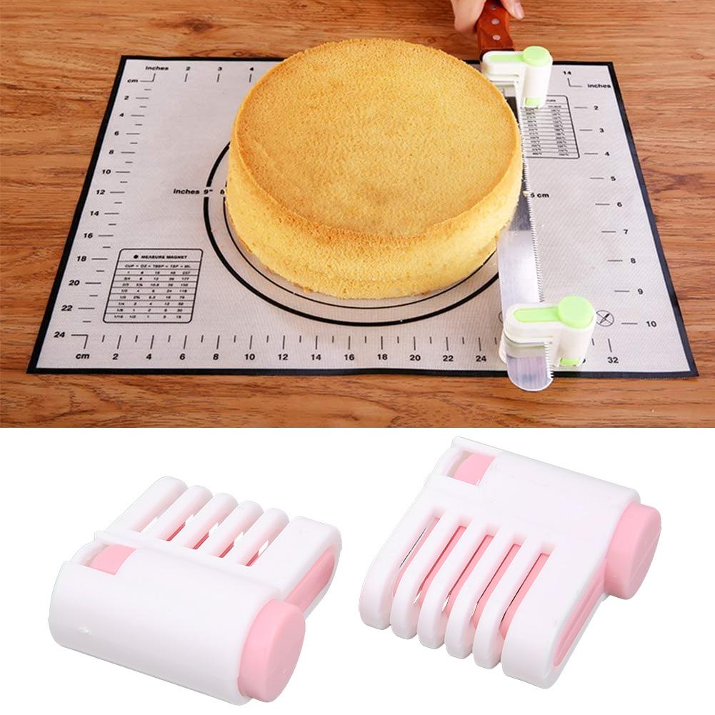 2Pcs MultiFunctional   Cake Brd Cutter Slicing   Tool Home Kitchen Accessory(Green 52036A )