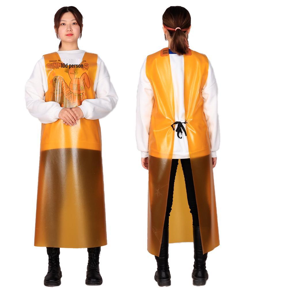 Extended Waterproof & Oil-Resistant Work Apron for Aquatic Product Slaughter