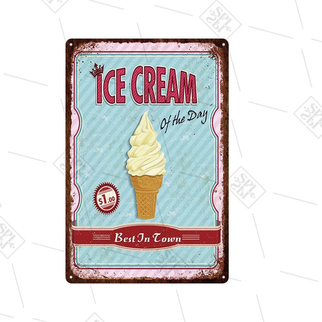 Juice Cold Drink Shop Signboard Wall Decoration Metal Poster Painting xcm Metal Logo Vintage Tin Plate Ice Cream Plaque
