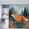 Cute Fox Woodland Nature Shower Curtain Waterproof Polyester Bathroom Decor Art Print Forest Animal Curtain