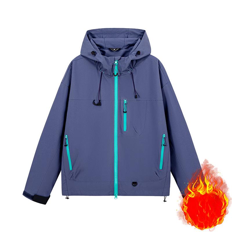American Retro Contrasting Mountain Jacket Multi-zip Design Hooded Jacket Outdoor Waterproof Hiking Jacket