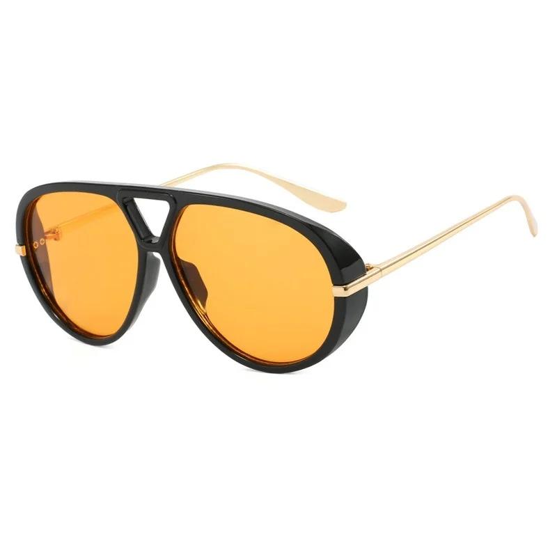 Vintage Retro Metal Double Bridges Round Sunglasses Women Punk Gradient UV400 Fashion Eyewear Trending Shades