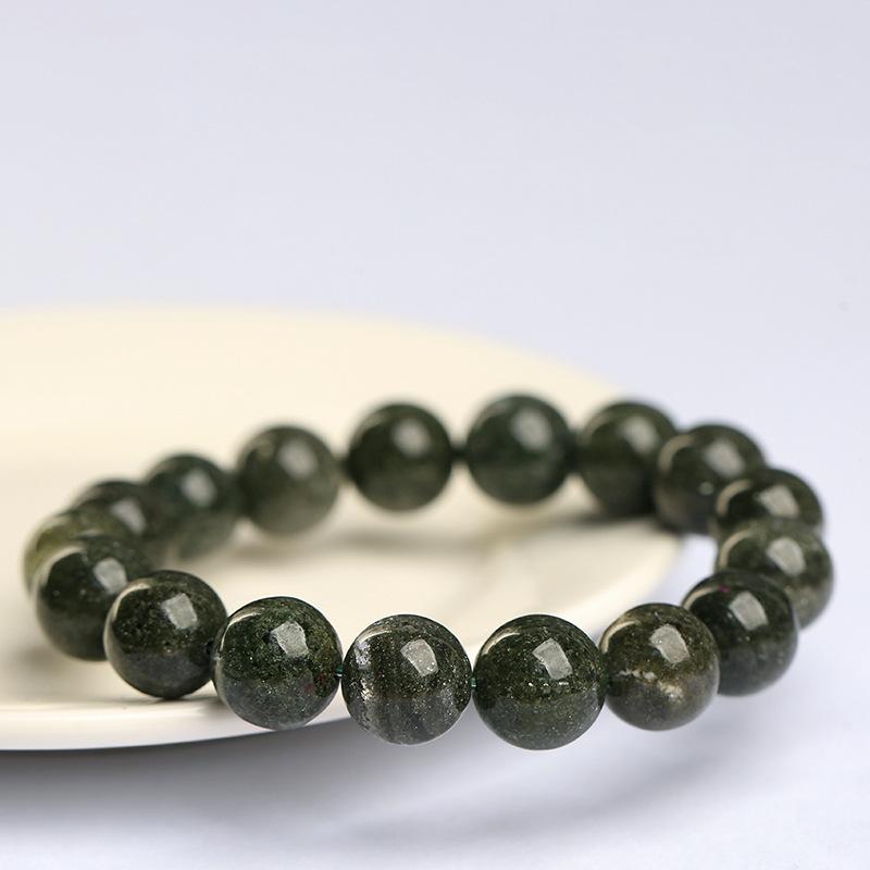 Hongchu Crystal Natural Green Phantom Quartz Round Bead Bracelet Full Green Phantom Quartz Treasure Bowl Bracelet Loose Beads