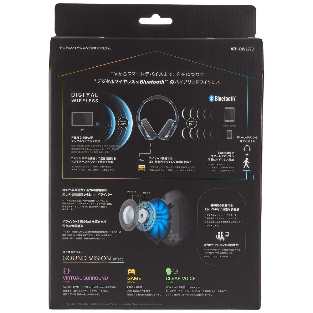 Audio-Technica ATH-DWL770 Digital Wireless Headphone System Bluetooth High Resolution Sound Source Compatible Black