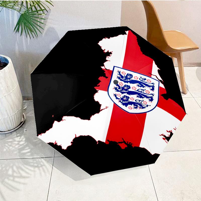EnglFootball Crest Automatic Folding Umbrella - 8-Rib Travel Umbrella with Auto Open/Close & Portable, Gift for Christmas, Birthdays