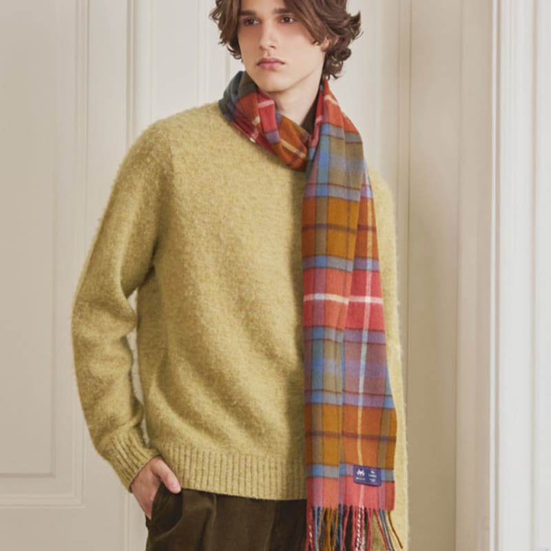 ABRAHAM MOON Merino Wool Shawl Muffler 50cm - Antique Buchanan