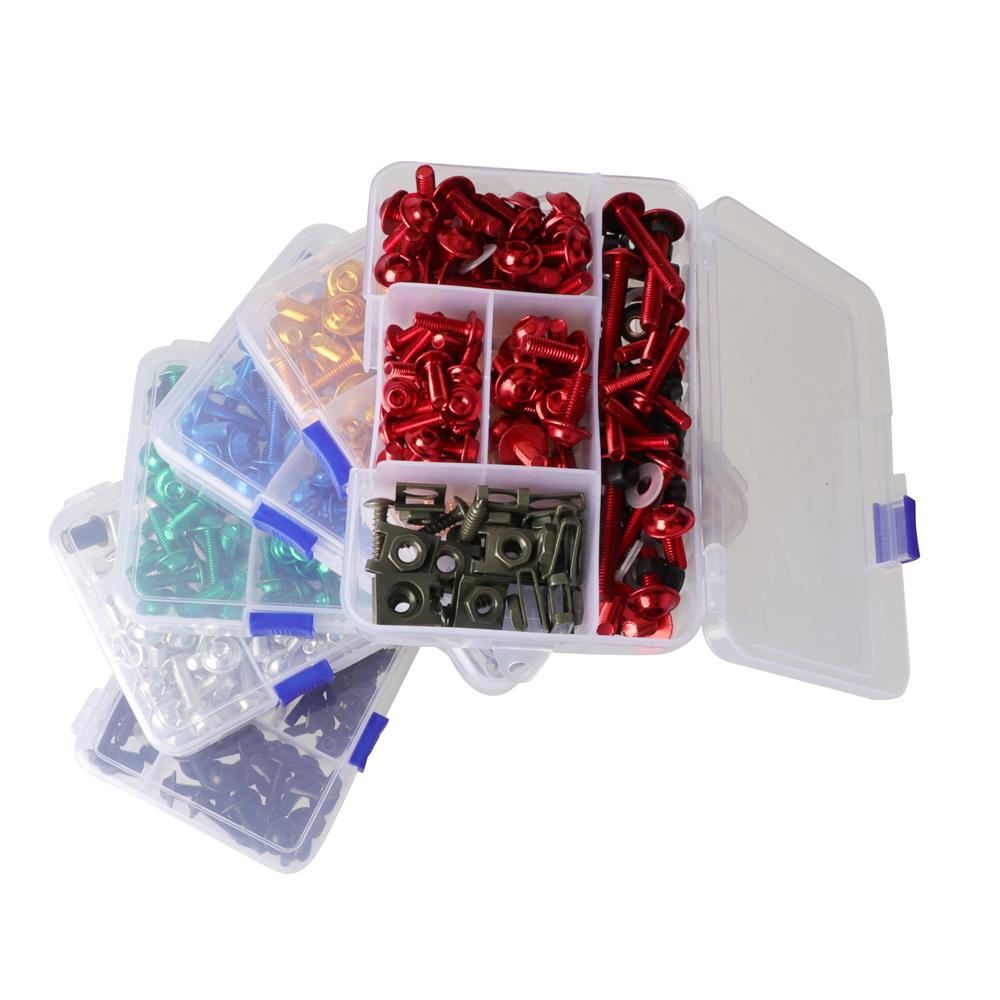 177pcs/Box Screws Aluminum Windscreen Screws Colorful Fasteners Screws Set Motorcycle Fairing Bolt Kit Motorcycle Modified Parts