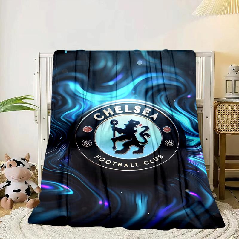 Football Club Emblem Lion Blanket Flannel Blanket for Bed, Sofa, Camping, Hiking, Picnic Essentials, Gift for Family Fan Gifts