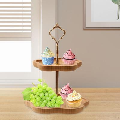 Getrocknete Obst Box Kuchen Stehen Zwei Schicht Servieren Gerichte Tabletts Platten Snack Halter Holz Ornament für