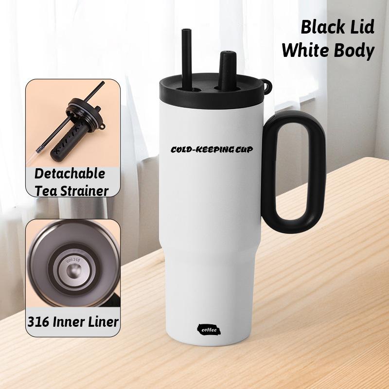 710ML Large Capacity Ice Master Cup Stainless Steel Cold Hot Insulated Tumbler 316 Inner Detachable Tea Strainer 2in1 Straw 710ml