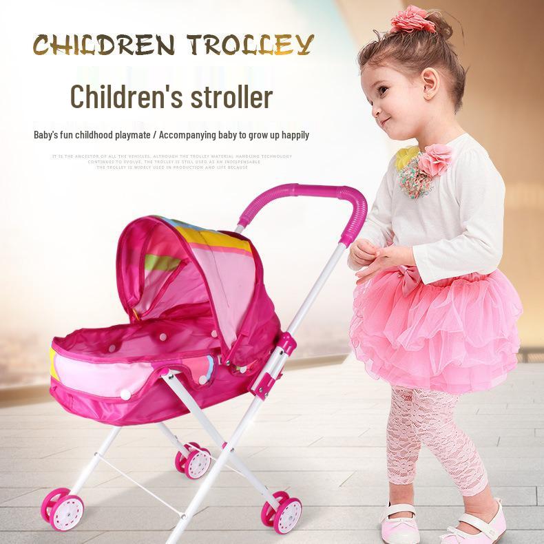Children's Simulation Stroller Toy - Pretend Play Iron Rod Design for Girls