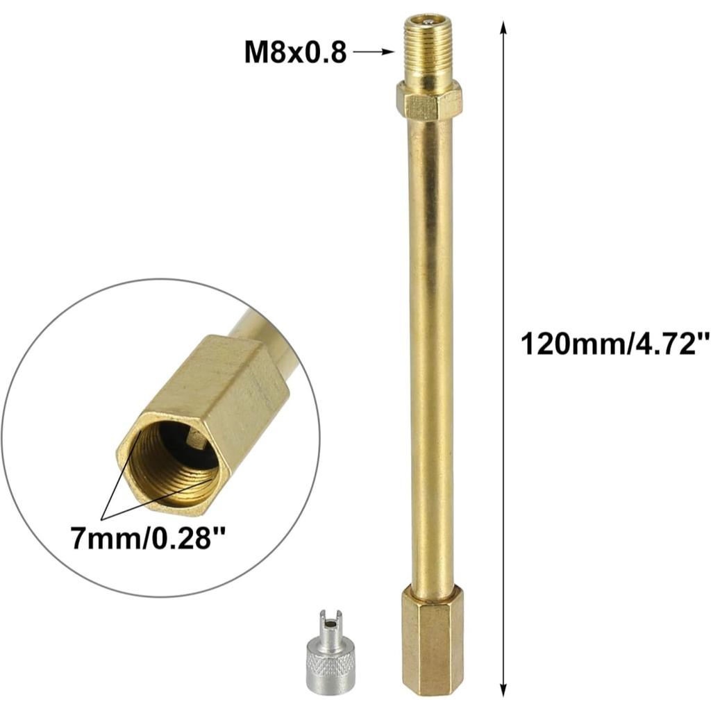50mm/120mm Universelles Auto-Radventil-Schaftverlängerung Messing Reifenventil-Schaftverlängerer für Auto/LKW/Motorrad/Fahrrad/Rasenmäher/Roller Ventilschaftkappen1