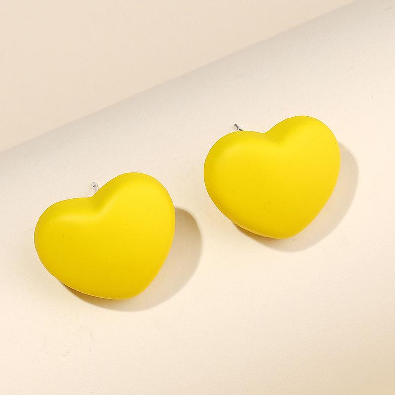 Colorful Heart Stud Earrings - Cute and Fresh Jewelry for Women