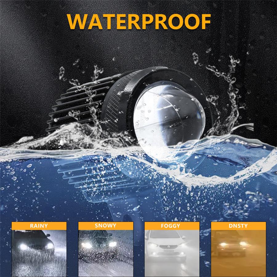 Pair 60W 6000LM Motorcycle ATV LED Headlight Spotlight Flashing Lamp Waterproof