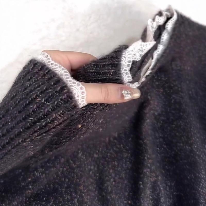 Korean Style Lazy Style Versatile Lace Sweater Women's New Loose Soft and Waxy Super Good-looking White Sweater