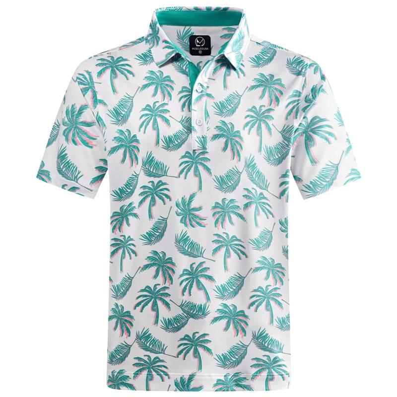 Hawaiian Plants Polo Shirt Man Summer 3D Print Leaves Flower Short Sleeve Golf Polo Shirts Oversized Street
