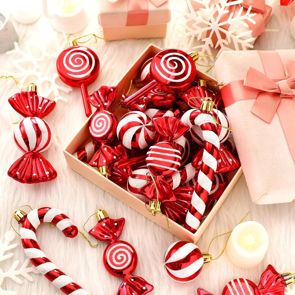13Pcs/Set Pine Cone Candy Round Ball Christmas Tree Decor Festival Xmas Hanging Ornament