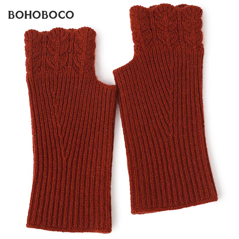 BOHOBOCO Women's 100% Cashmere Fingerless Gloves