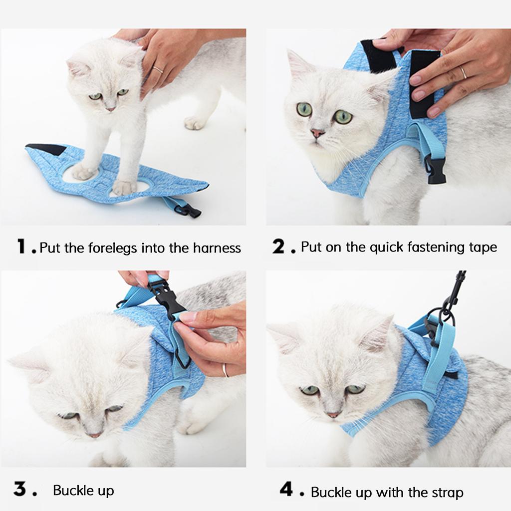 Cat Harness Leash Escape Proof Lightweight Breathable Adjustable Soft Dog Pet Vest