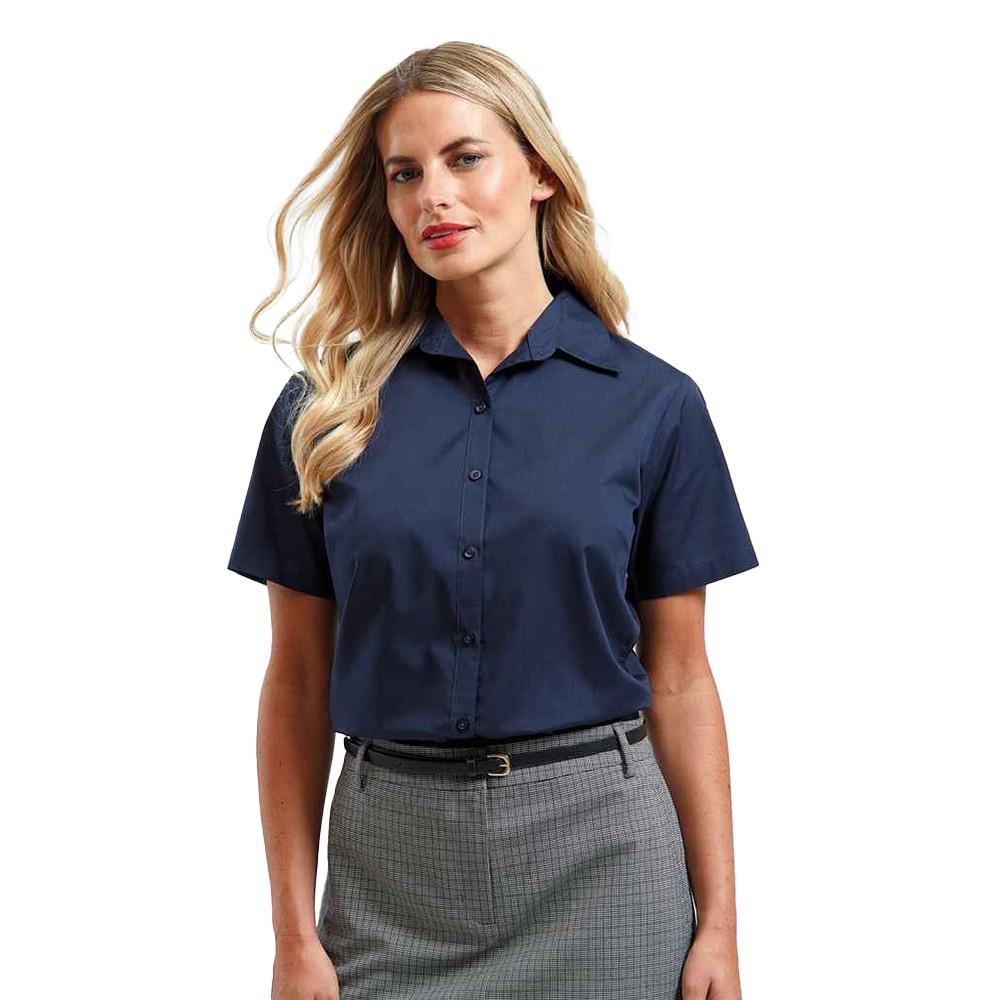 Premier Womens/Ladies Poplin Short-Sleeved Blouse