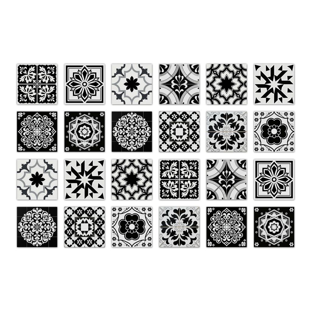 24pcs Mandala Wall Stickers Kitchen Self-Adhesive Waterproof Tile Stickers Bathroom Decor Moroccan Pvc Decal