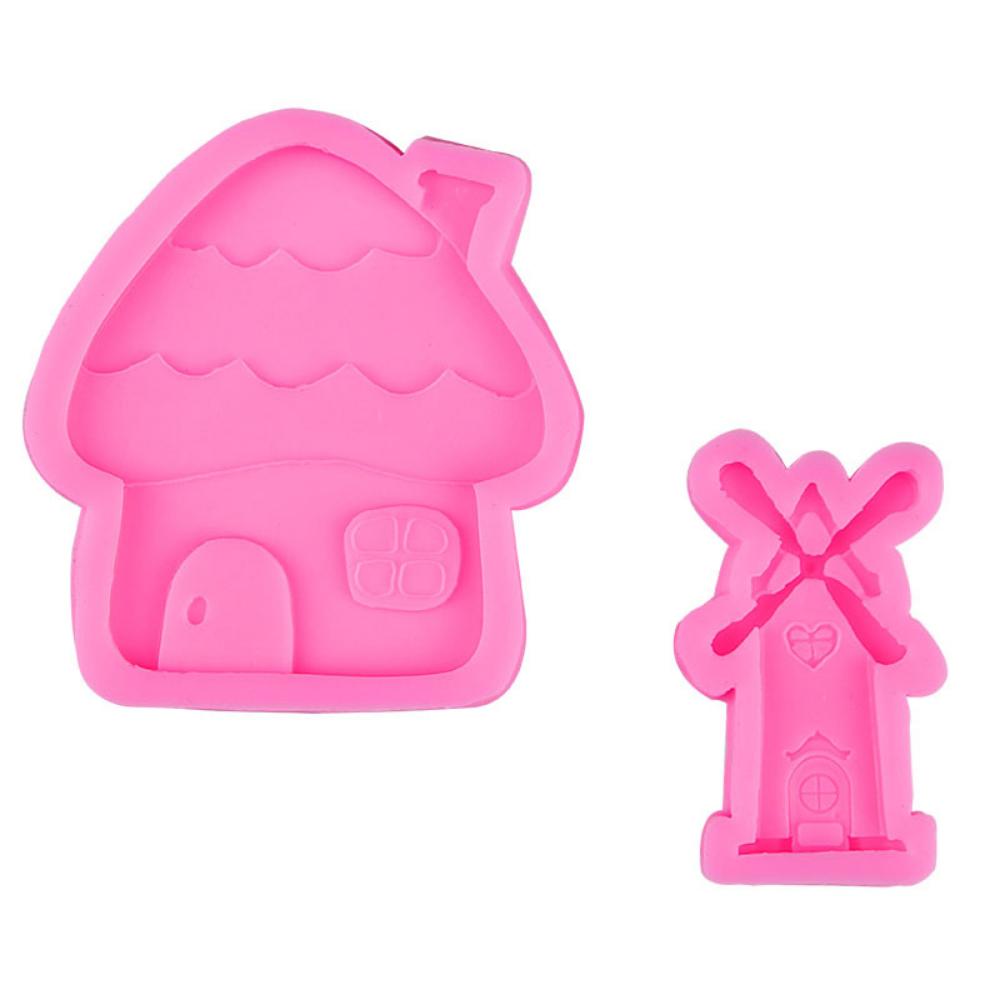 Great Windmill Mushroom House Chocolate Fondant Silicone Mold Cartoon Children's Baking Cake Decoration