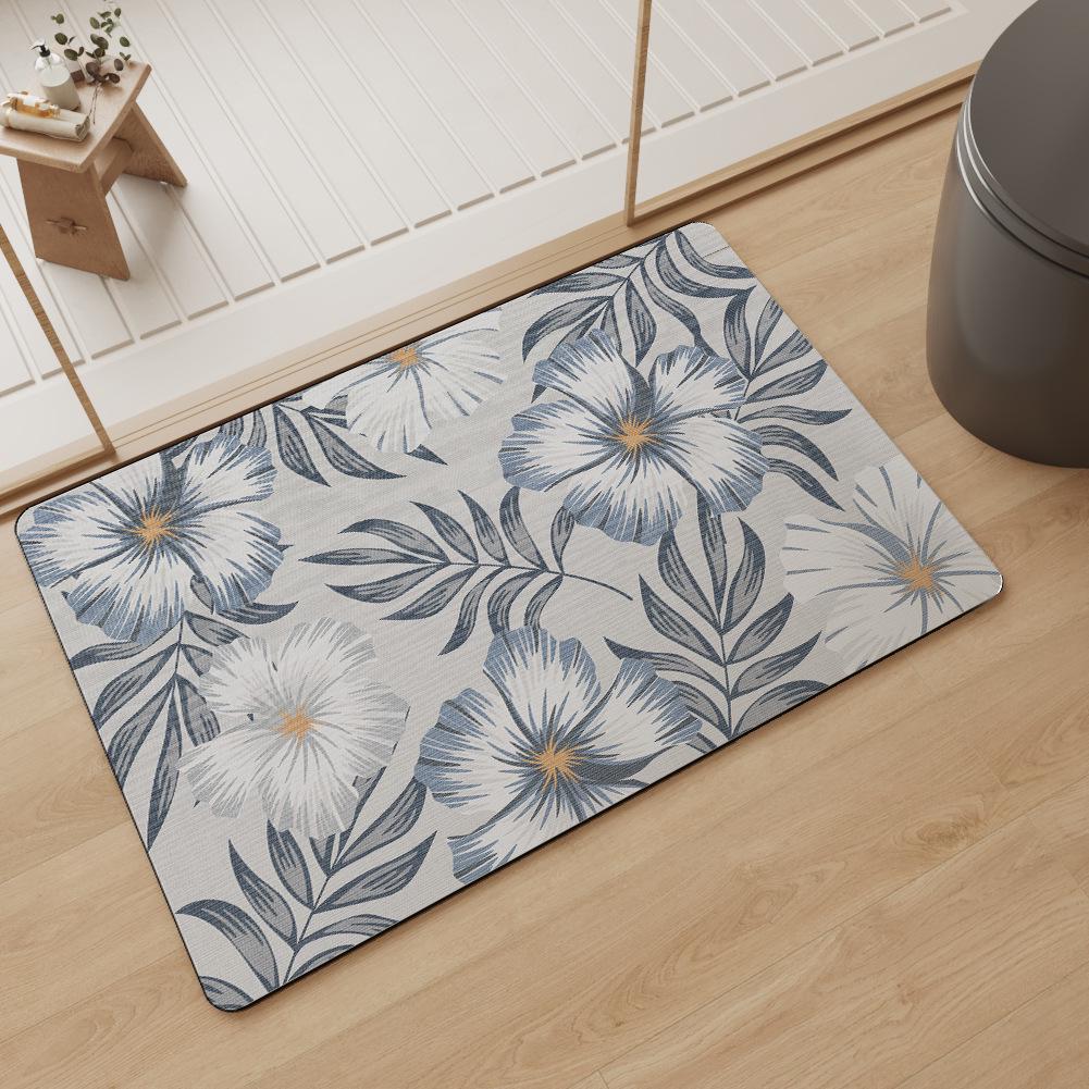 Schnelltrocknende, saugfähige Badematten - Rutschfest, weiches Blumendesign für Toilette, Waschbecken und Eingangsbereich