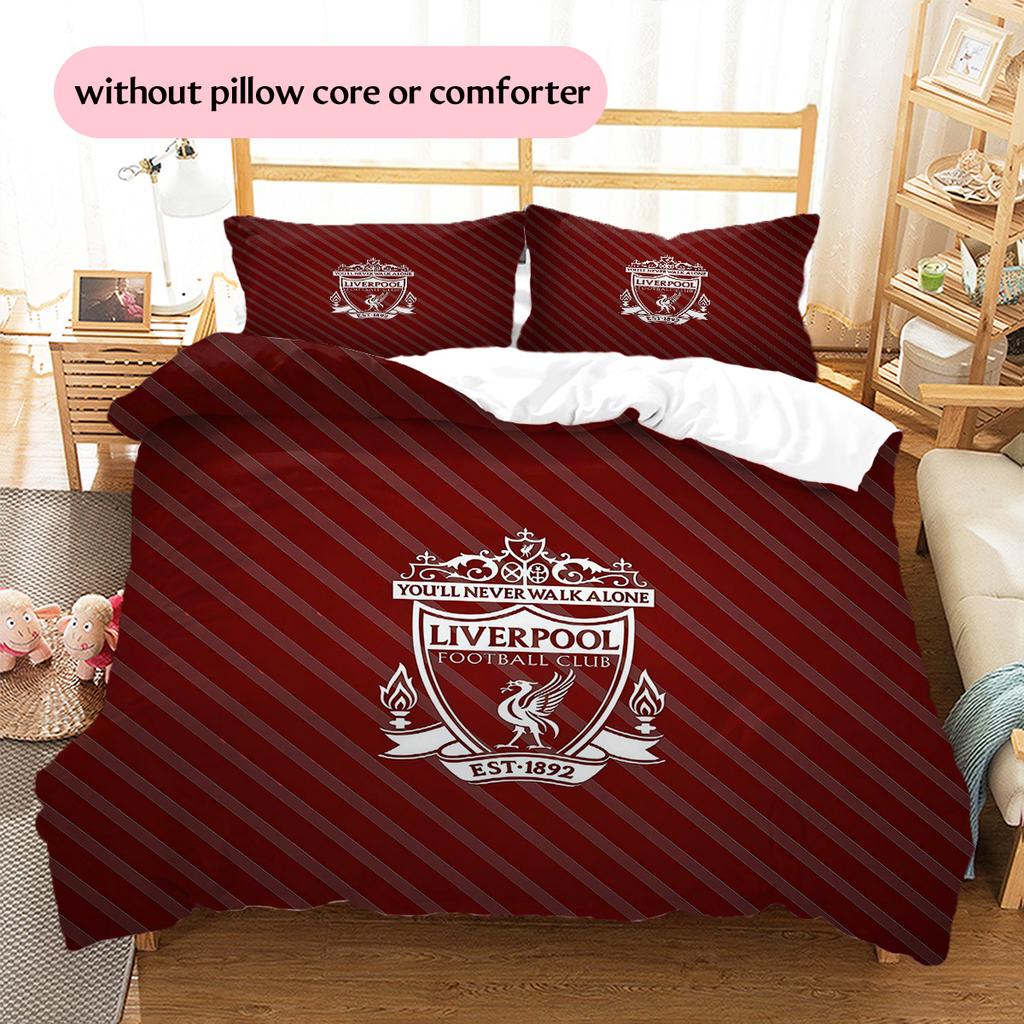 Set Copripiumino Trapuntato con Fantasia Liverpool Football Club Decorazione per la Casa Regalo (1 * copripiumino + 2 * federe senza imbottitura)