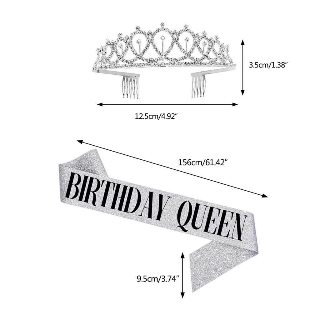 Birthday Decorations for Girls Birthday Sash Rhinestones Crown Tiara Birthday Gifts for Women Birthday Party Decorations