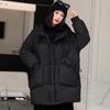 Hooded large pocket thickened medium and long down jacket women's fashion versatile white duck down large size coat winter thickened