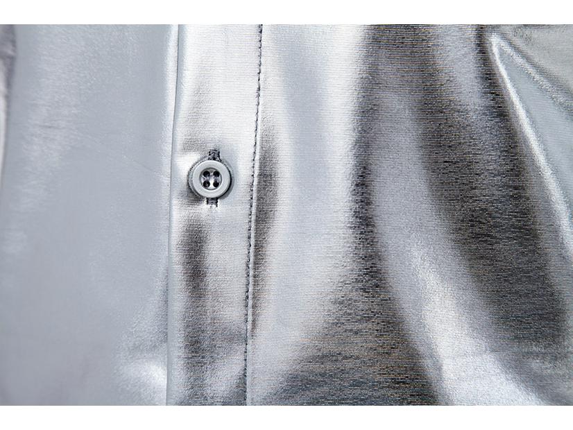 2024 European & American Men's Shiny Disco Short Sleeve Shirt - Youth Hot Stamping, European Size